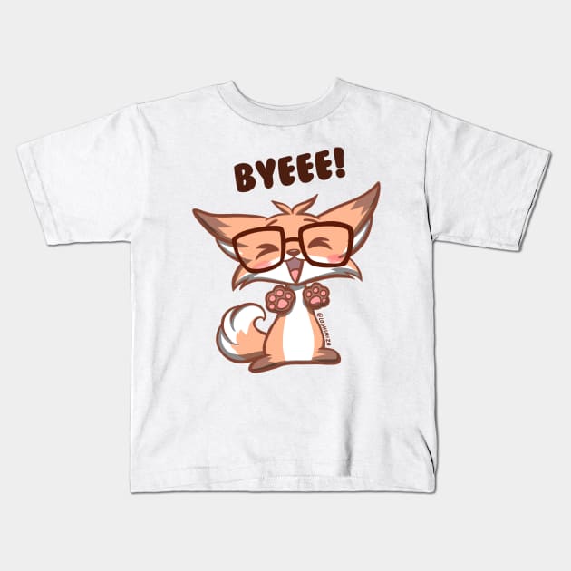 Cute Kawaii Nerd Fox bye byeee Kids T-Shirt by Kyumotea